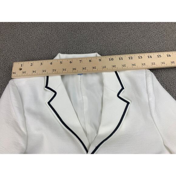 Pompomme‎ Girls 14Y White Black Trim Single Button Blazer - Picture 6 of 10